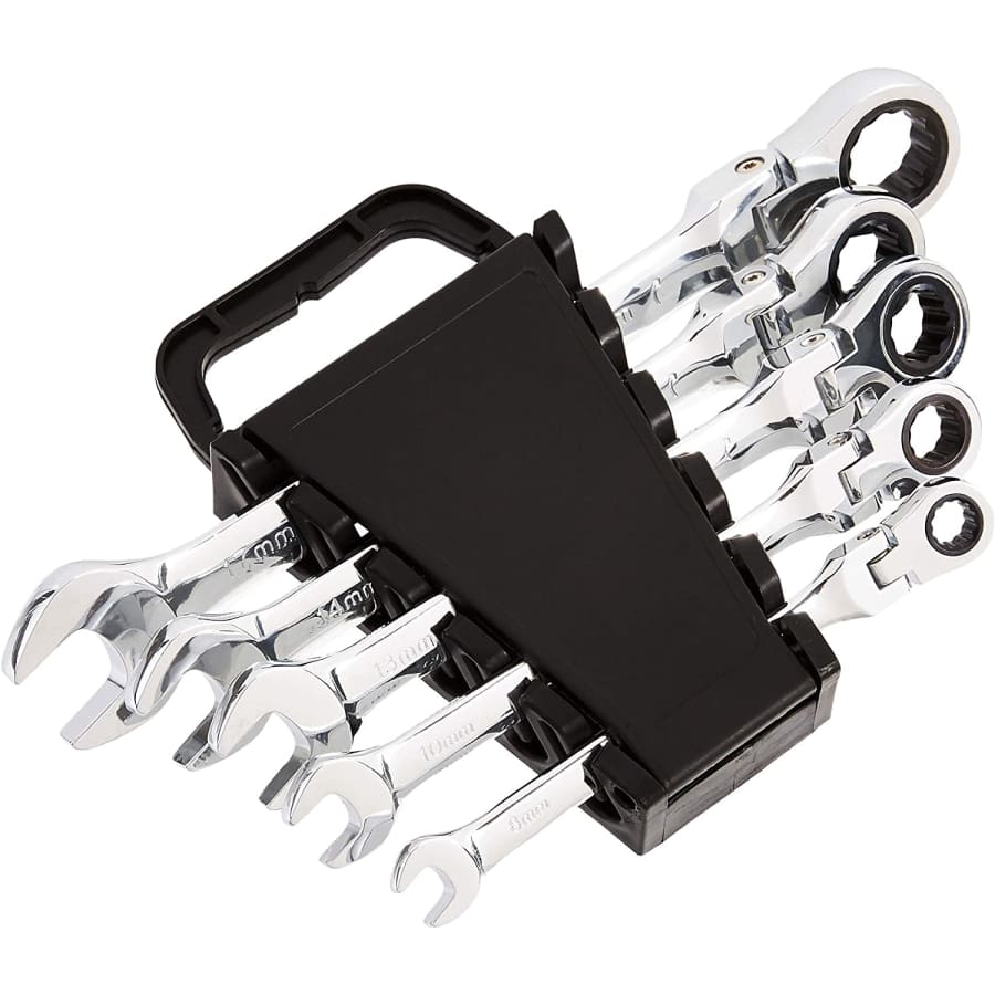 Amazon Basics 5-Piece Flexible Ratcheting Wrench Set for $27