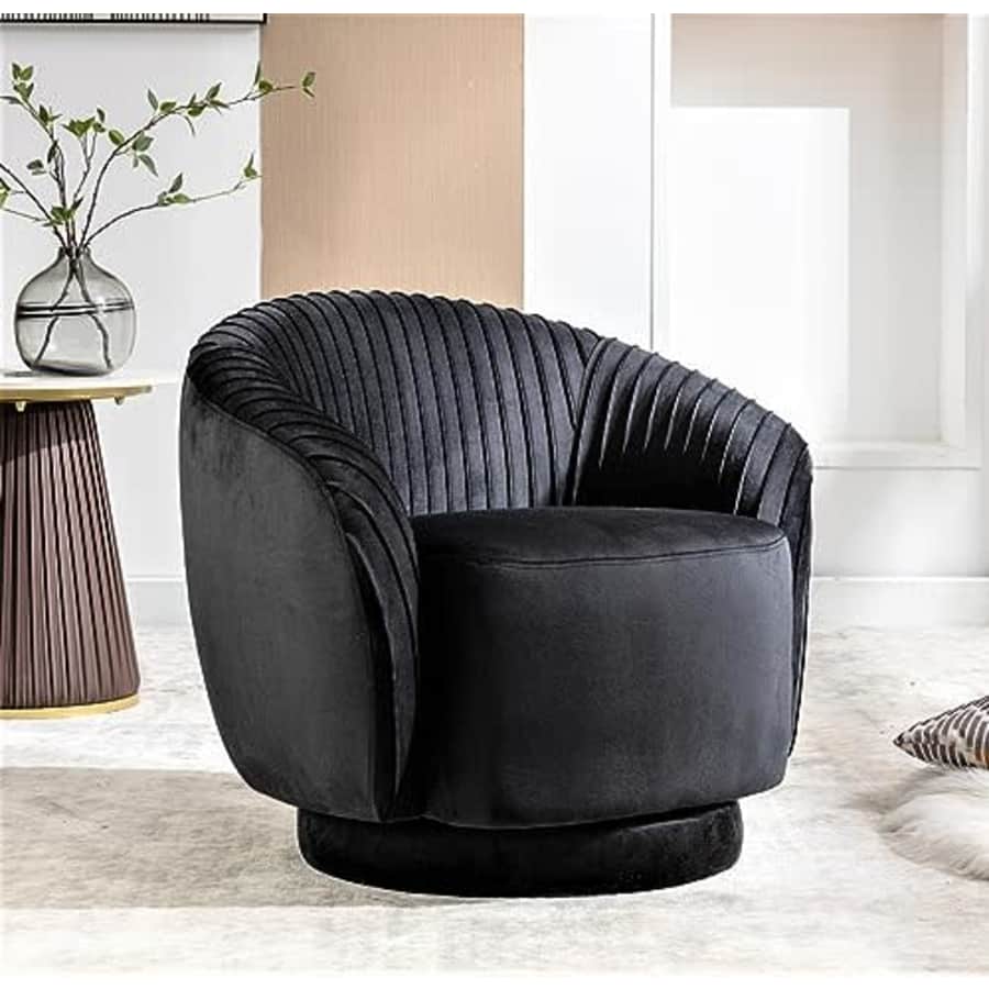 US Pride Furniture Contemporary Velvet Swivel Barrel Chair with 360 Spin Capability, Round Accent for $182