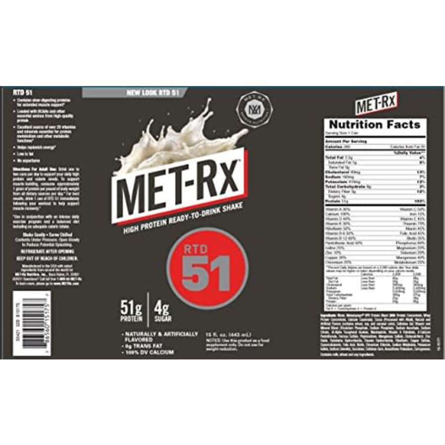 MET-Rx RTD 51 Protein Shake, Ready to Drink and Convenient for Meal Replacement, Low Carb, Cookies for $60