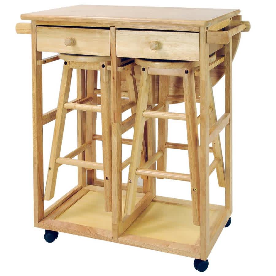 Casual Home Hardwood Drop Leaf Breakfast Cart Set for $131