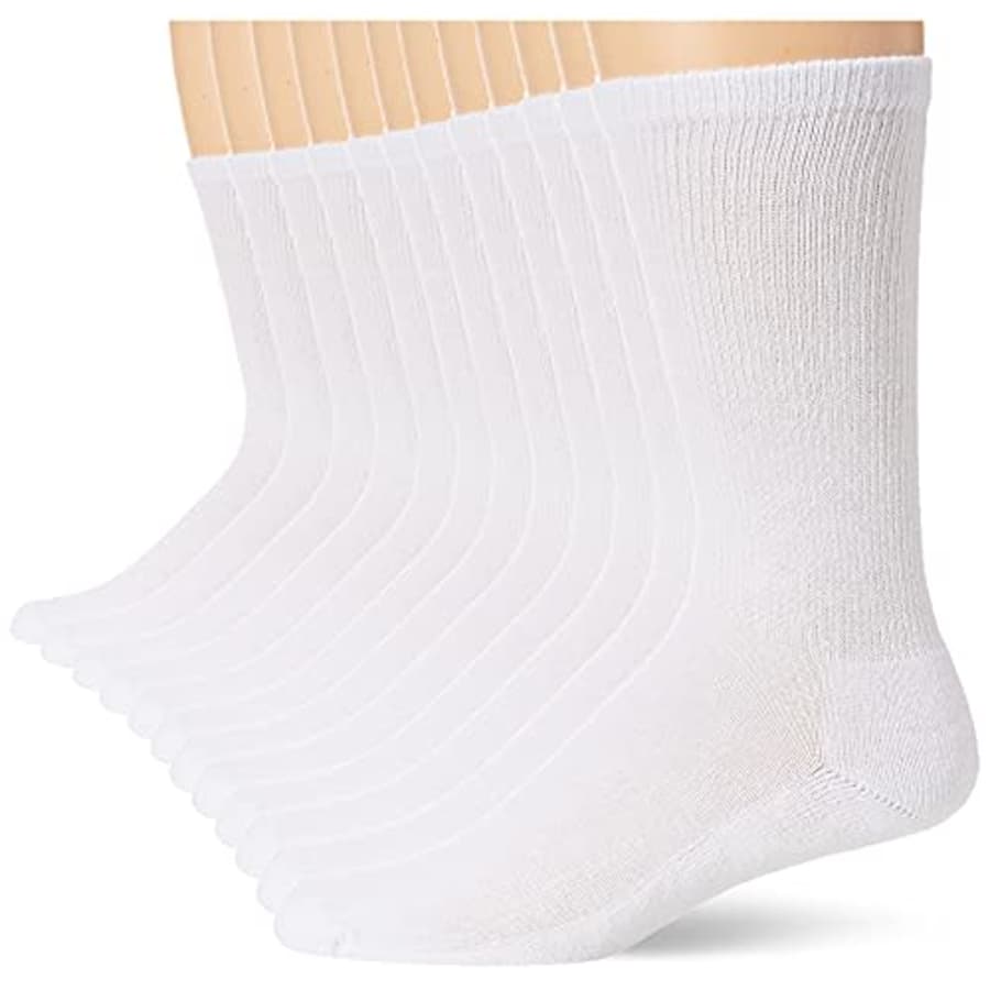 Hanes Men's Big & Tall Crew Socks 12-Pack,,White,,12-14 Tall for $15