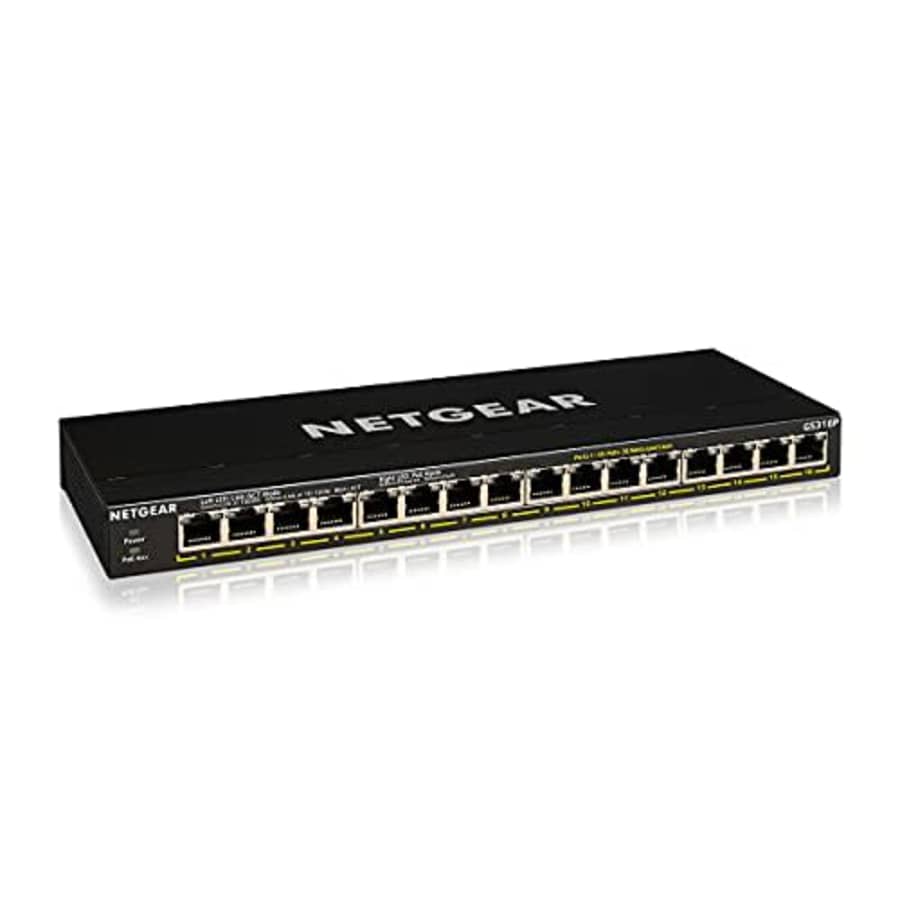 NETGEAR 16-Port Gigabit Ethernet Unmanaged PoE+ Switch (GS316P) - with 16 x PoE+ @ 115W, Desktop or for $160