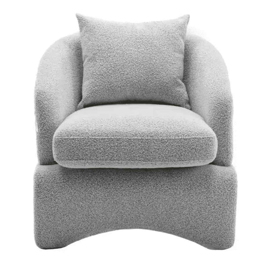 Modern Upholstered Armchair with Wood Base and Pillow for $102