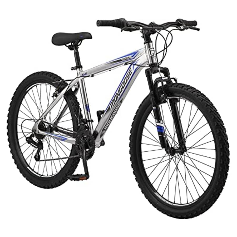 Mongoose Flatrock Mens Hardtail Mountain Bike, 26-Inch Wheels, 21 Speed Twist Shifters, 17-Inch for $279 Mongoose Flatrock Mens Hardtail Mountain Bike, 26-Inch Wheels, 21 Speed Twist Shifters, 17-Inch for $279