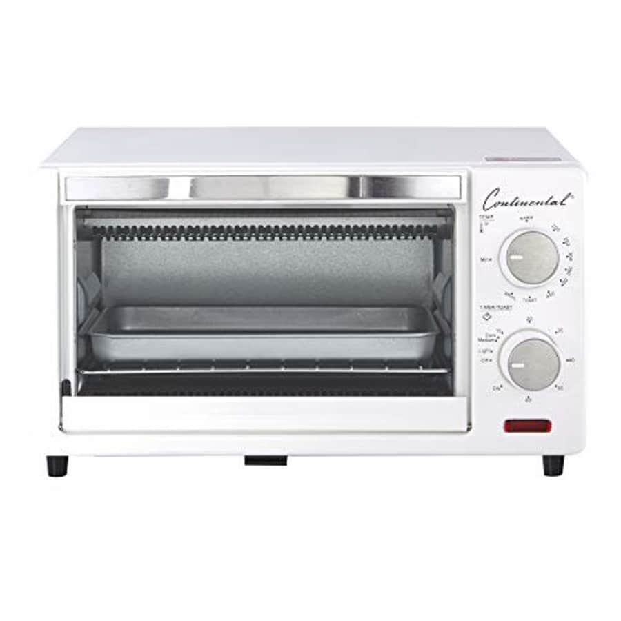 Continental Electric CE-TO101 Toaster Oven, 4-Slice, White for $43