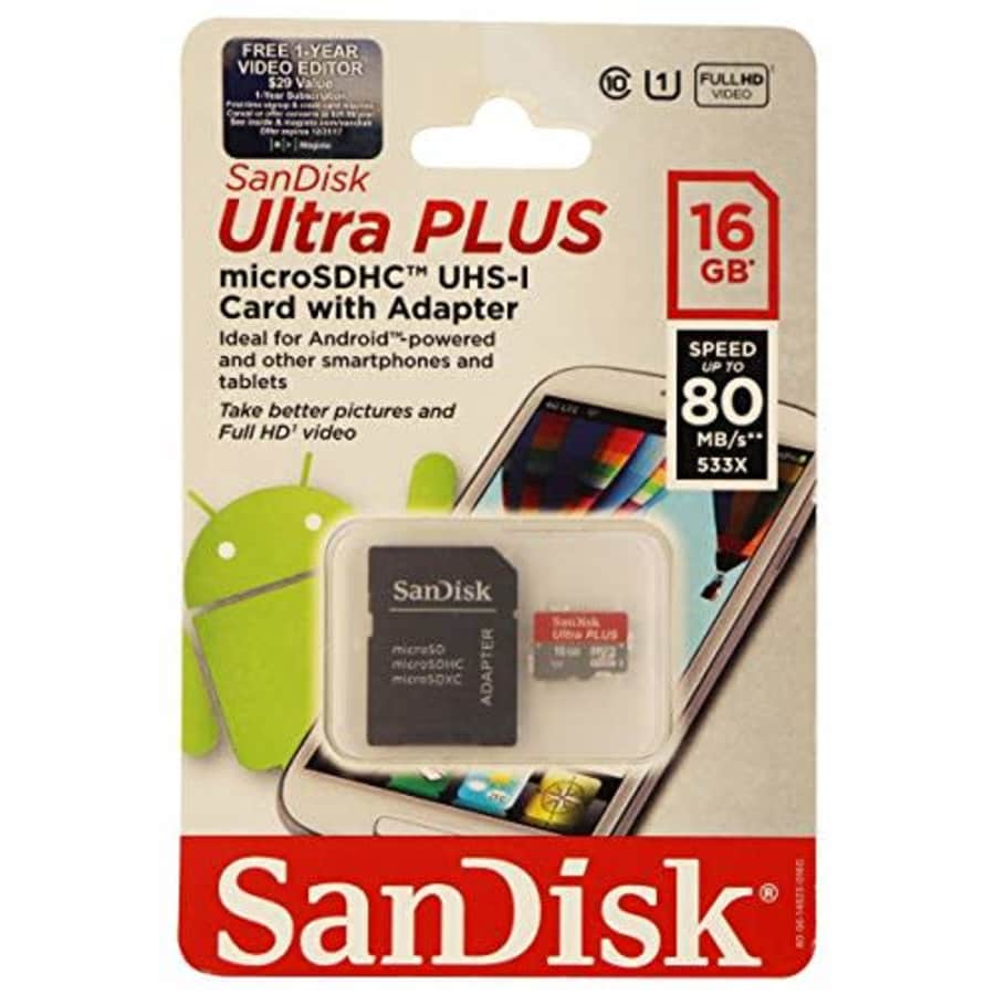 Sandisk Ultra Plus microSDHC UHS-I Card with Adapter 16GB for $12 Sandisk Ultra Plus microSDHC UHS-I Card with Adapter 16GB for $12