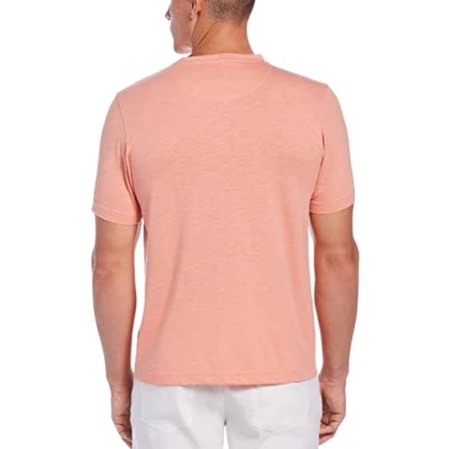 Cubavera Men's Short Sleeve T/C Slub V-Neck T Shirt, Coral Haze, XX Large for $20