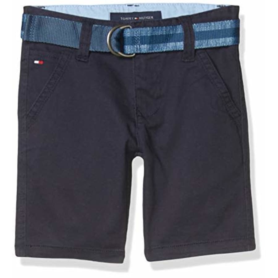 Tommy Hilfiger Kids Boys' Belted Flat Front Twill Short, 405 Swim Navy, 16 for $26