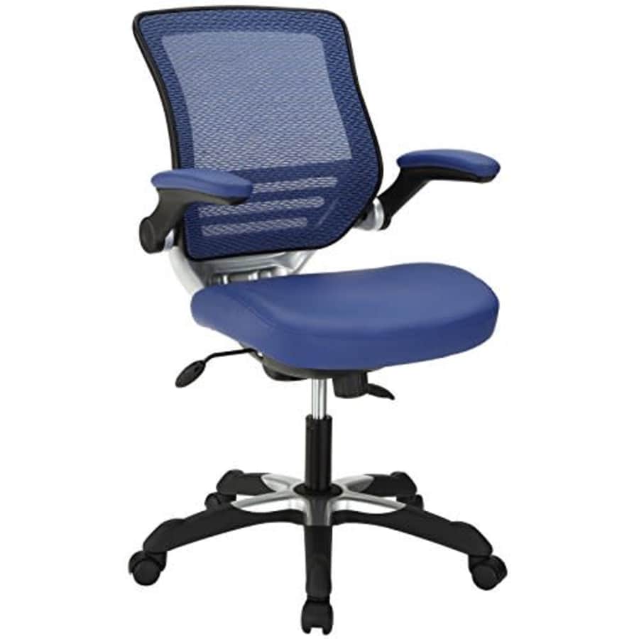 Modway Edge Mesh Back and White Vegan Leather Seat Office Chair With Flip-Up Arms-Computer Desks in for $174