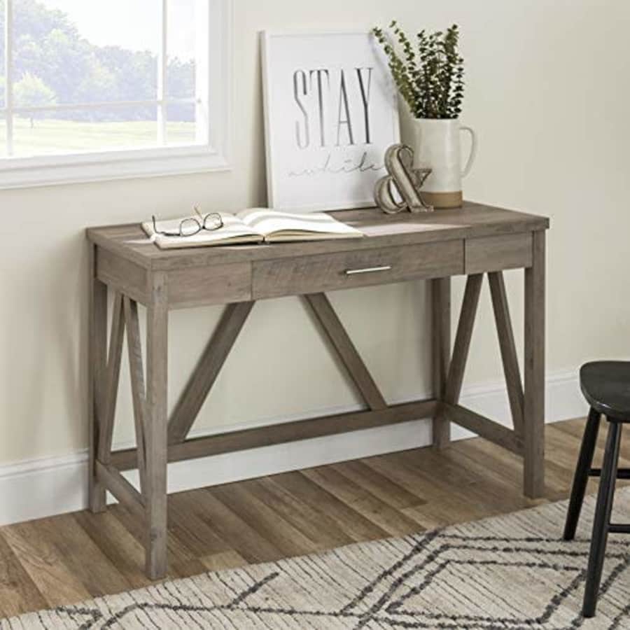Walker Edison WE Furniture Rustic Farmhouse Wood Computer Writing Desk Office, 46 Inch, Grey for $186
