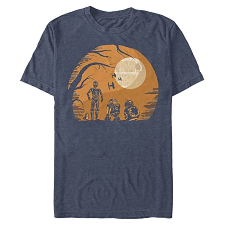 STAR WARS Big & Tall Last Jedi Droids Haunt Men's Tops Short Sleeve Tee Shirt, Navy Blue Heather, for $21