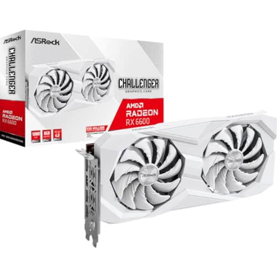 ASRock AMD Radeon RX 6600 Challenger White 8GB GDDR6 Graphics Card 0dB Silent Cooling 128-bit 7680 for $210