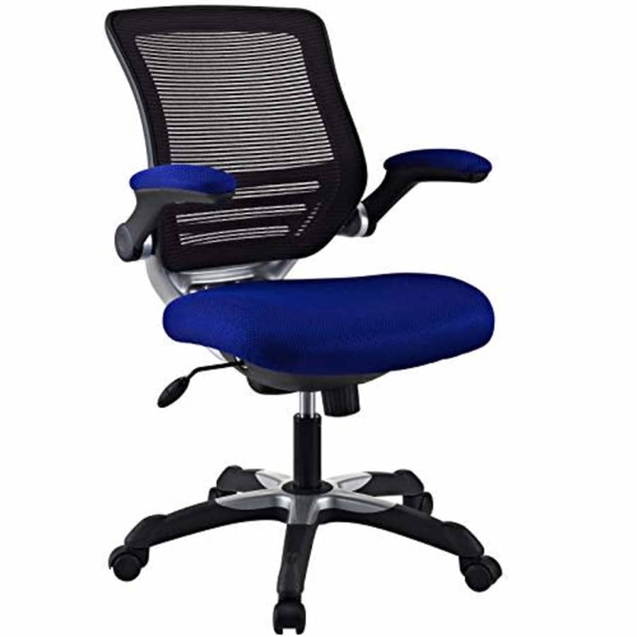 Modway Edge Mesh Back and Mesh Seat Office Chair In Black With Flip-Up Arms in Blue for $149