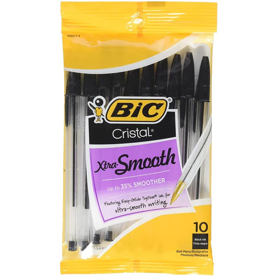 BIC Cristal Xtra Smooth Ballpoint Pen 10-Pack for $6 BIC Cristal Xtra Smooth Ballpoint Pen 10-Pack for $6
