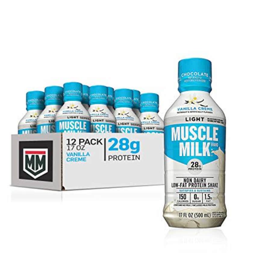 Muscle Milk Muscle Milk Light Protein Shake, Vanilla Creme, 28g Protein, 17 FL OZ, 12 Count for $40 Muscle Milk Muscle Milk Light Protein Shake, Vanilla Creme, 28g Protein, 17 FL OZ, 12 Count for $40