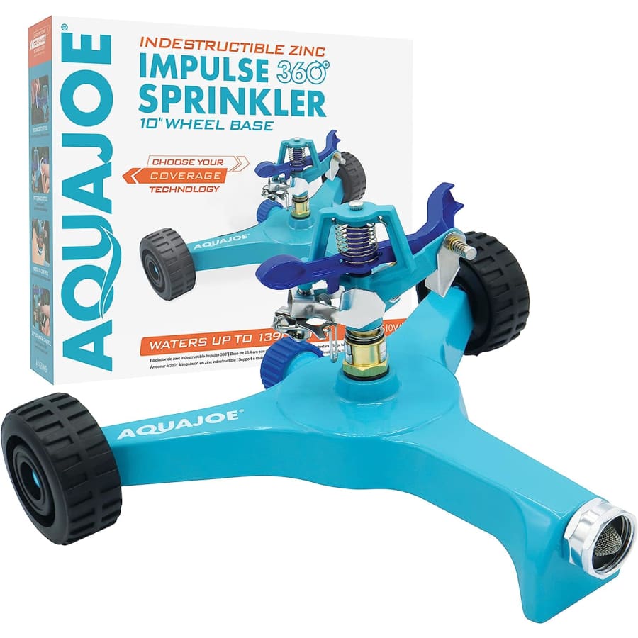 Aqua Joe 10" Indestructible Wheeled Base Metal Impulse Sprinkler for $30 Aqua Joe 10" Indestructible Wheeled Base Metal Impulse Sprinkler for $30