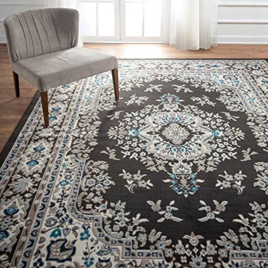 Home Dynamix Premium Sakarya Traditional Medallion Border Area Rug, Brown, 5'3"x7'5" Rectangle for $80
