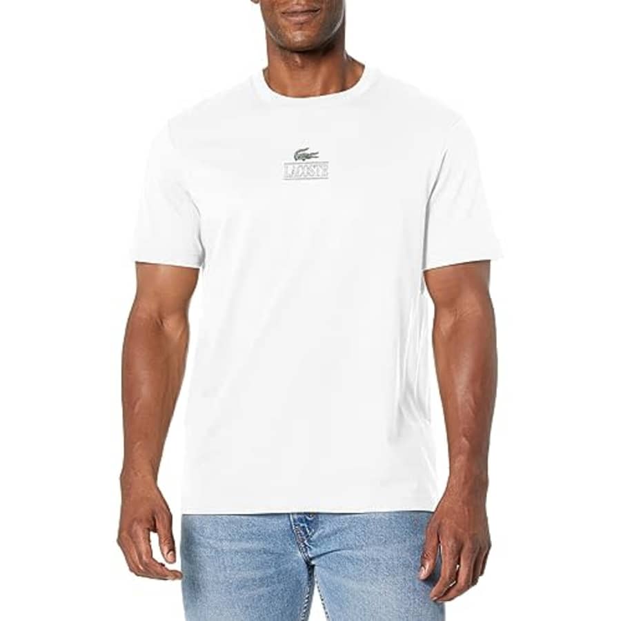 Lacoste Men's Short Sleeve Crew Neck Minimal Croc T-Shirt, Blanc, XX-Small for $42 Lacoste Men's Short Sleeve Crew Neck Minimal Croc T-Shirt, Blanc, XX-Small for $42