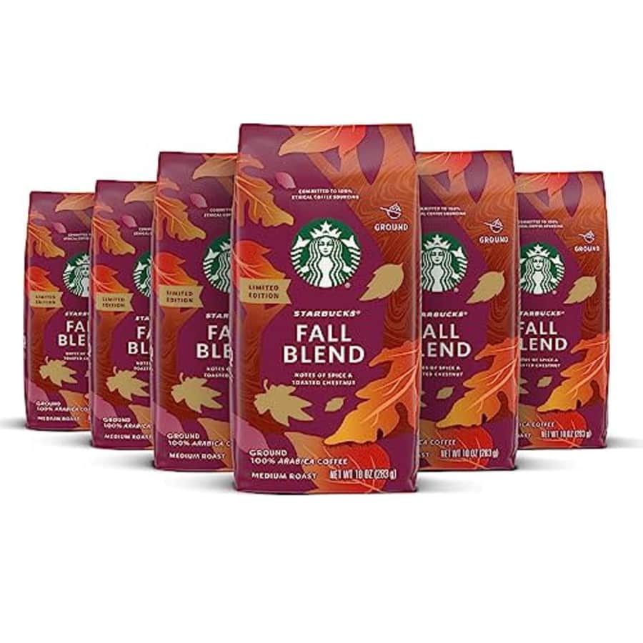 Starbucks Ground Coffee, Fall Blend Medium Roast Coffee, 100% Arabica, Limited Edition, 6 Bags (10 for $95 Starbucks Ground Coffee, Fall Blend Medium Roast Coffee, 100% Arabica, Limited Edition, 6 Bags (10 for $95