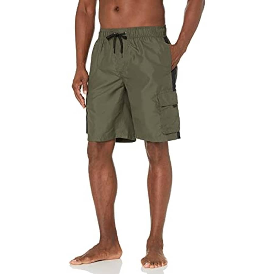 Southpole Men's Standard Swim Trunks, Olive, Large for $11 Southpole Men's Standard Swim Trunks, Olive, Large for $11