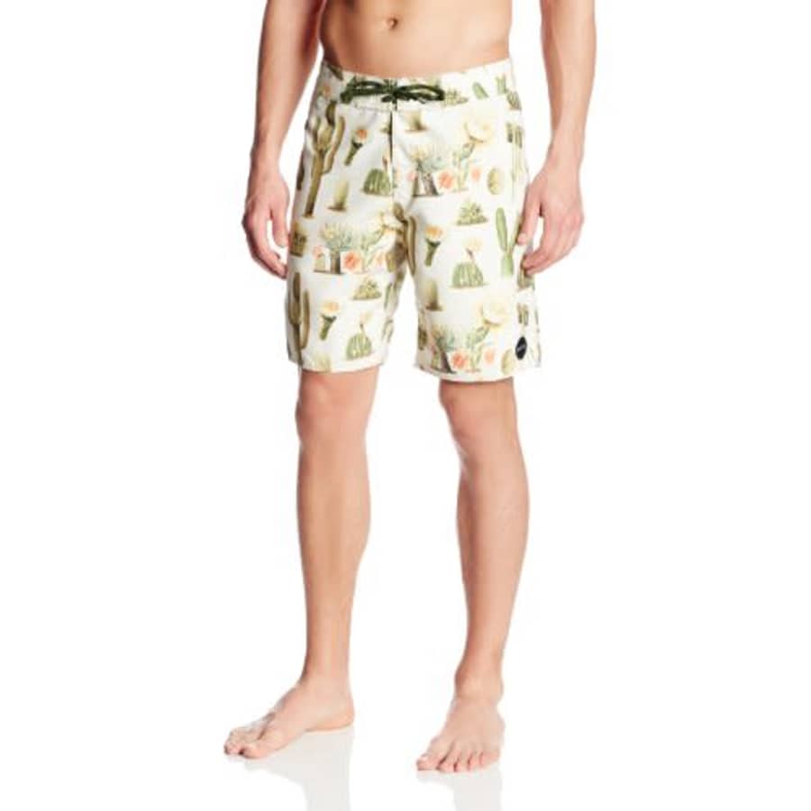 Brixton Men's Plank Swim Trunk, Cream/Green, 30 for $12