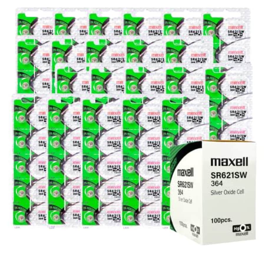 1 Box of 100 Maxell 1.55v Silver Oxide Watch Batteries 364 SR621SW for $32
