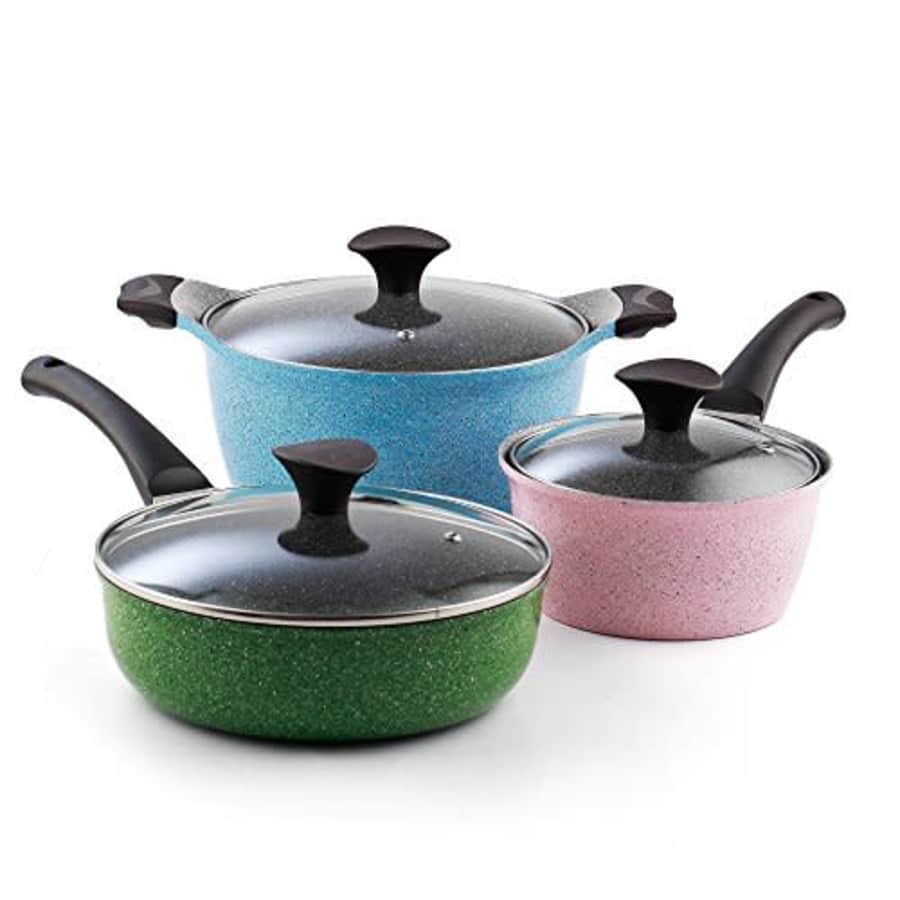 Cook N Home 6-Piece Nonstick Ceramic Coating Cookware Set, Multicolor for $48 Cook N Home 6-Piece Nonstick Ceramic Coating Cookware Set, Multicolor for $48