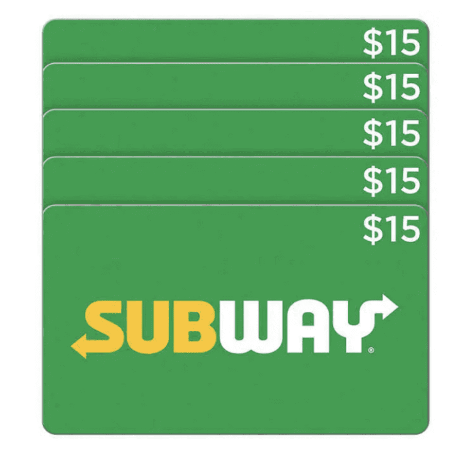 $75 in Subway Gift Cards: $55 for members