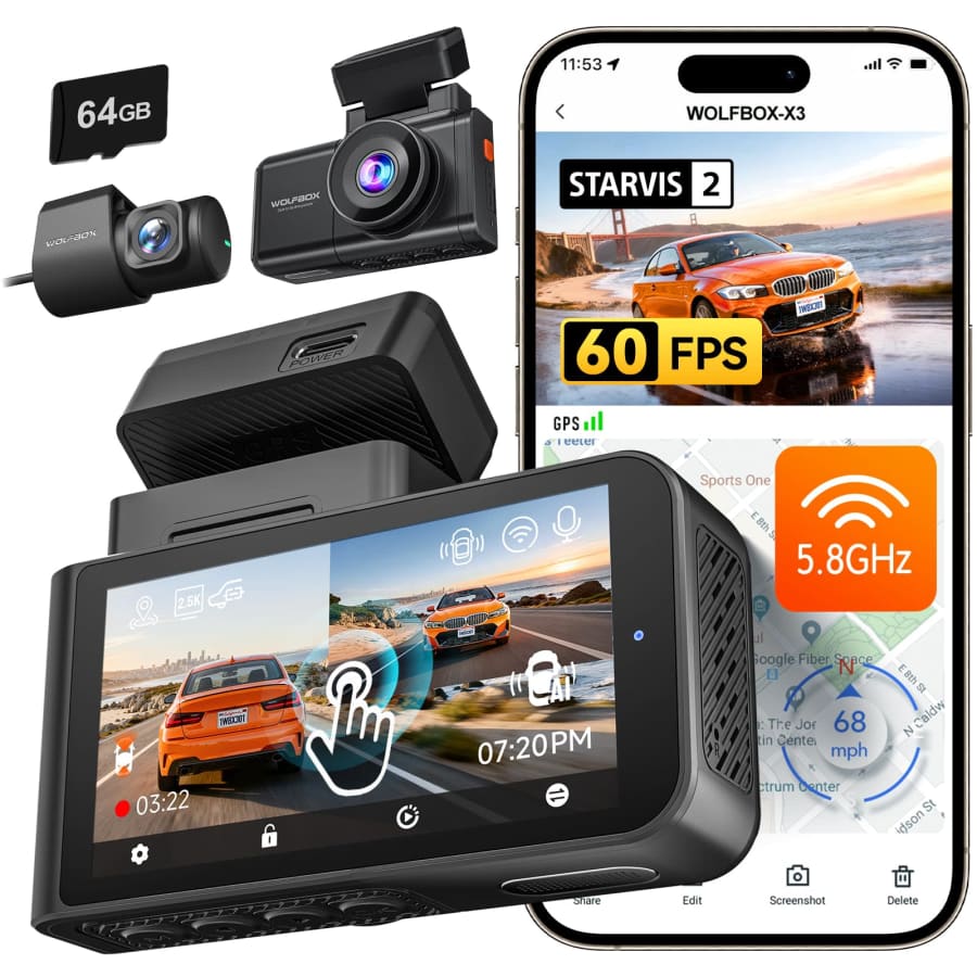 Wolfbox X3 1440p 60FPS + 1080p Dual Front & Rear Dash Cam for $122 Wolfbox X3 1440p 60FPS + 1080p Dual Front & Rear Dash Cam for $122