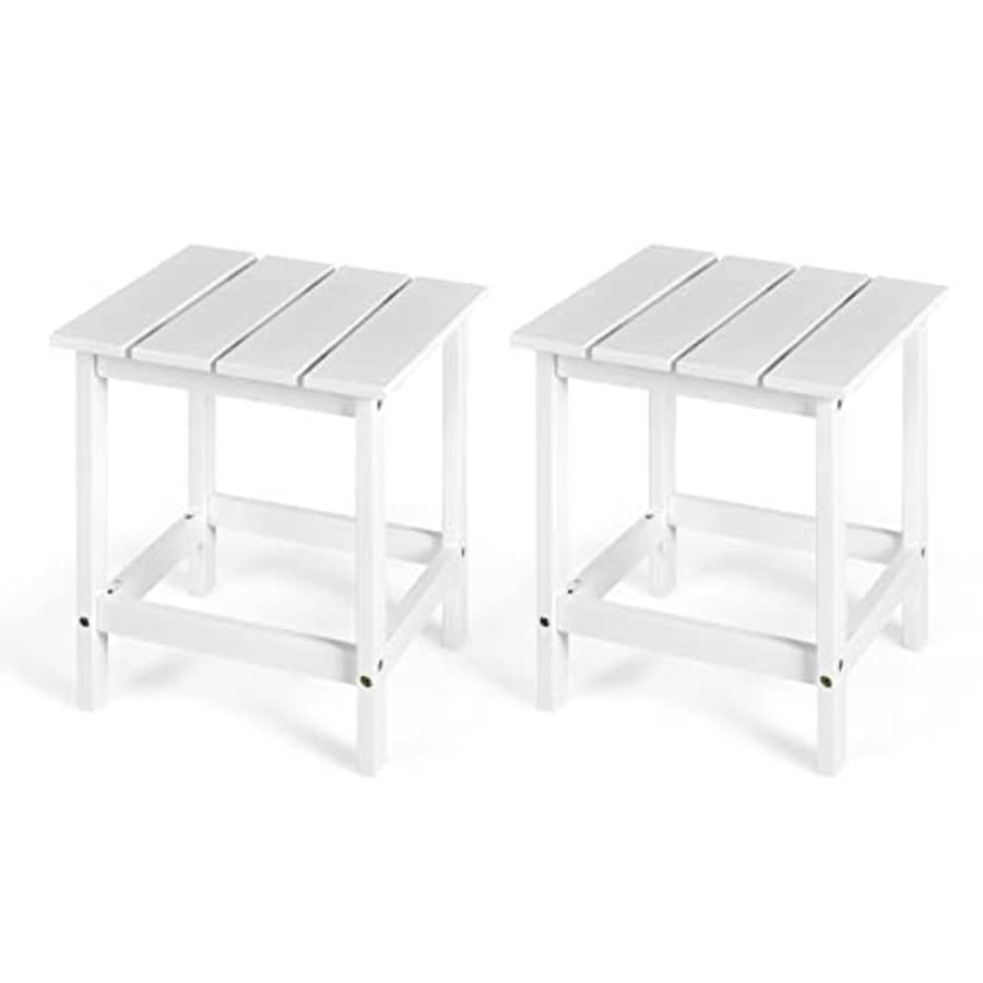 Giantex Outdoor Side Table Set of 2, Poolside Bistro Table with Slatted Design, Weather-Resistant, for $75