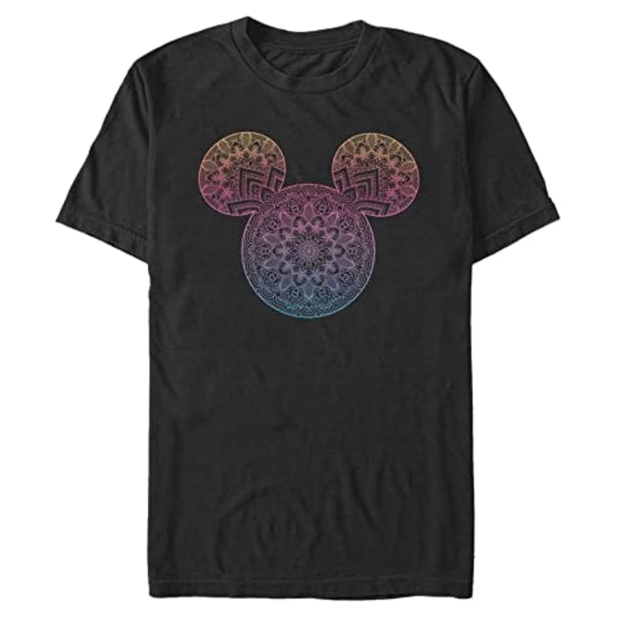 Disney Big & Tall Classic Mickey Mandala Fill Men's Tops Short Sleeve Tee Shirt, Black, 4X-Large for $11