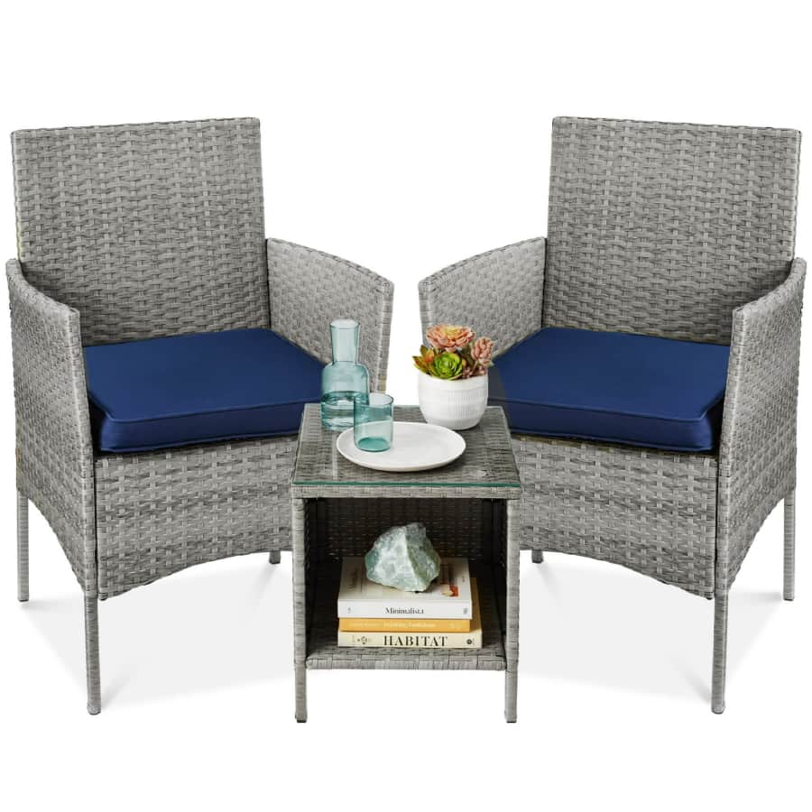 Best Choice Products 3-Piece Outdoor Wicker Conversation Bistro Set, Space Saving Patio Furniture for $100 Best Choice Products 3-Piece Outdoor Wicker Conversation Bistro Set, Space Saving Patio Furniture for $100