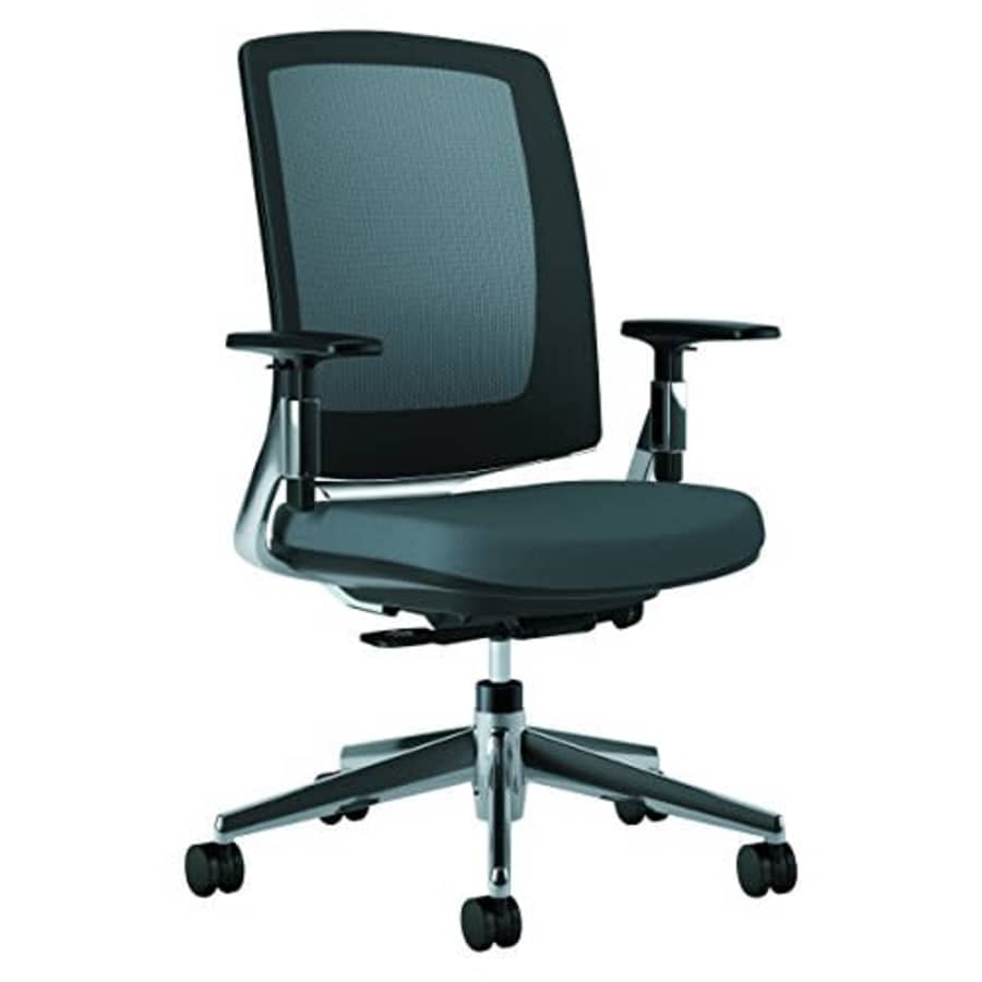 HON Lota Mid-Back Work Chair - Mesh Back Computer Chair for Office Desk, Charcoal with Aluminum for $244