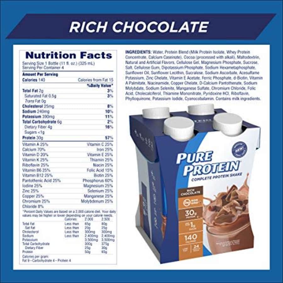 Pure Protein Complete Ready to Drink Protein Shake, Keto Diet Friendly Snack, 30g Whey Protein, for $11
