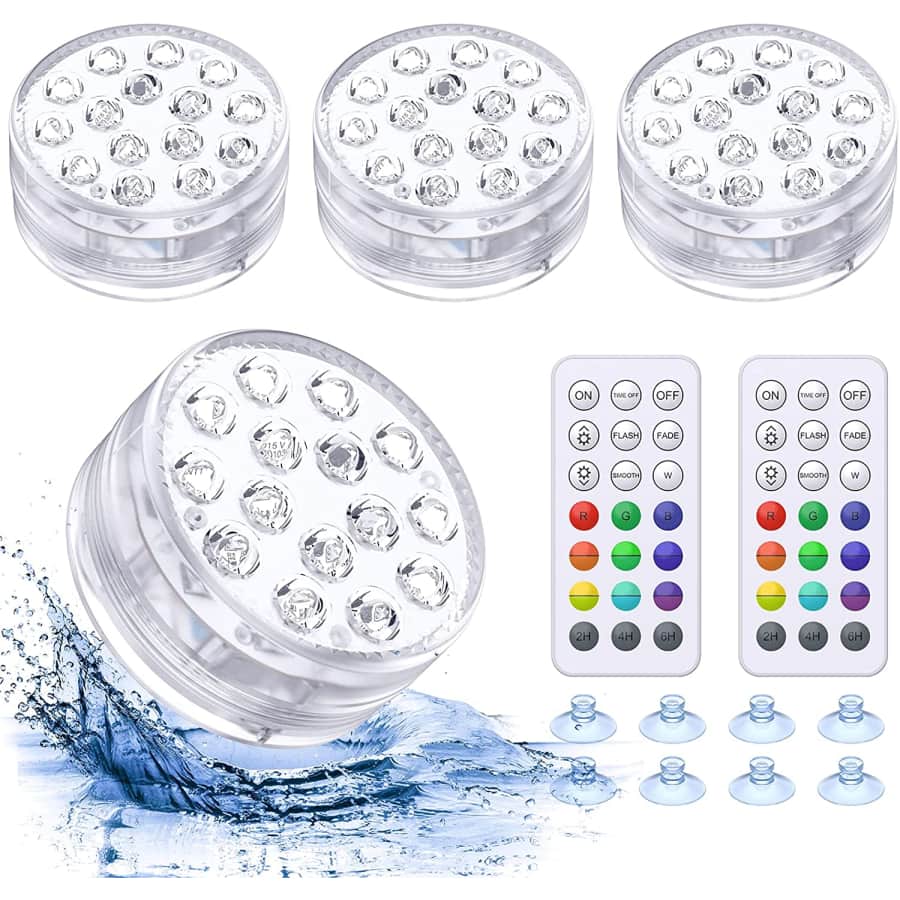 Ruyilam LED Submersible Pool Lights 4-Pack for $20