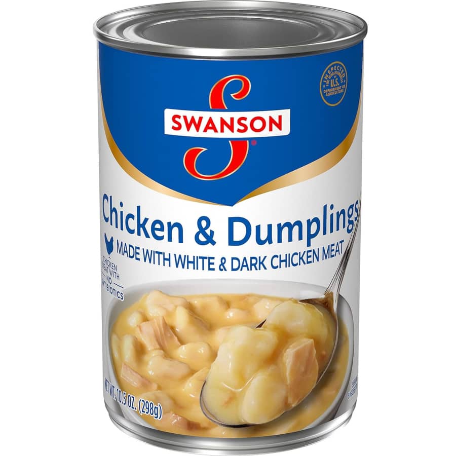 Swanson Chicken & Dumplings 10.5-oz. Can for $1.51 w/ Sub & Save Swanson Chicken & Dumplings 10.5-oz. Can for $1.51 w/ Sub & Save