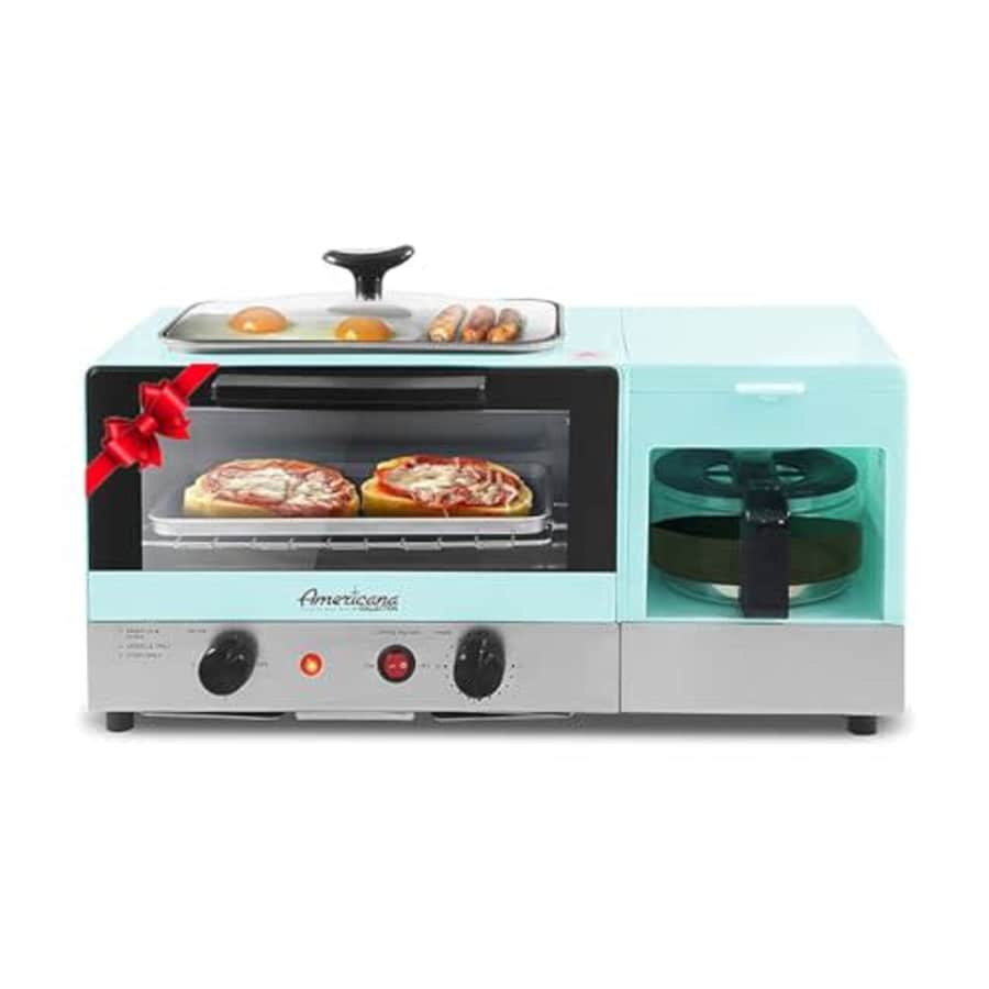 Elite Gourmet Americana 2 Slice, 9.5" Griddle with Glass Lid 3-in-1 Breakfast Center Station, 4-Cup for $53
