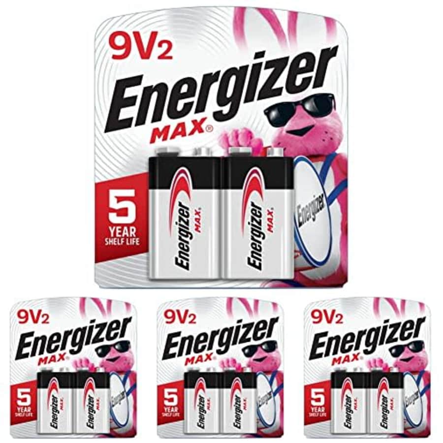 Energizer 9V Batteries, Max Premium 9 Volt Battery Alkaline, 2 Count (Pack of 4) for $27 Energizer 9V Batteries, Max Premium 9 Volt Battery Alkaline, 2 Count (Pack of 4) for $27
