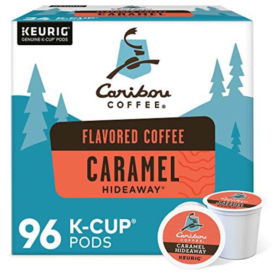 Caribou Coffee Caramel Hideaway, Single-Serve Keurig K-Cup Pods, Medium Roast Coffee, 96 Count for $40 Caribou Coffee Caramel Hideaway, Single-Serve Keurig K-Cup Pods, Medium Roast Coffee, 96 Count for $40