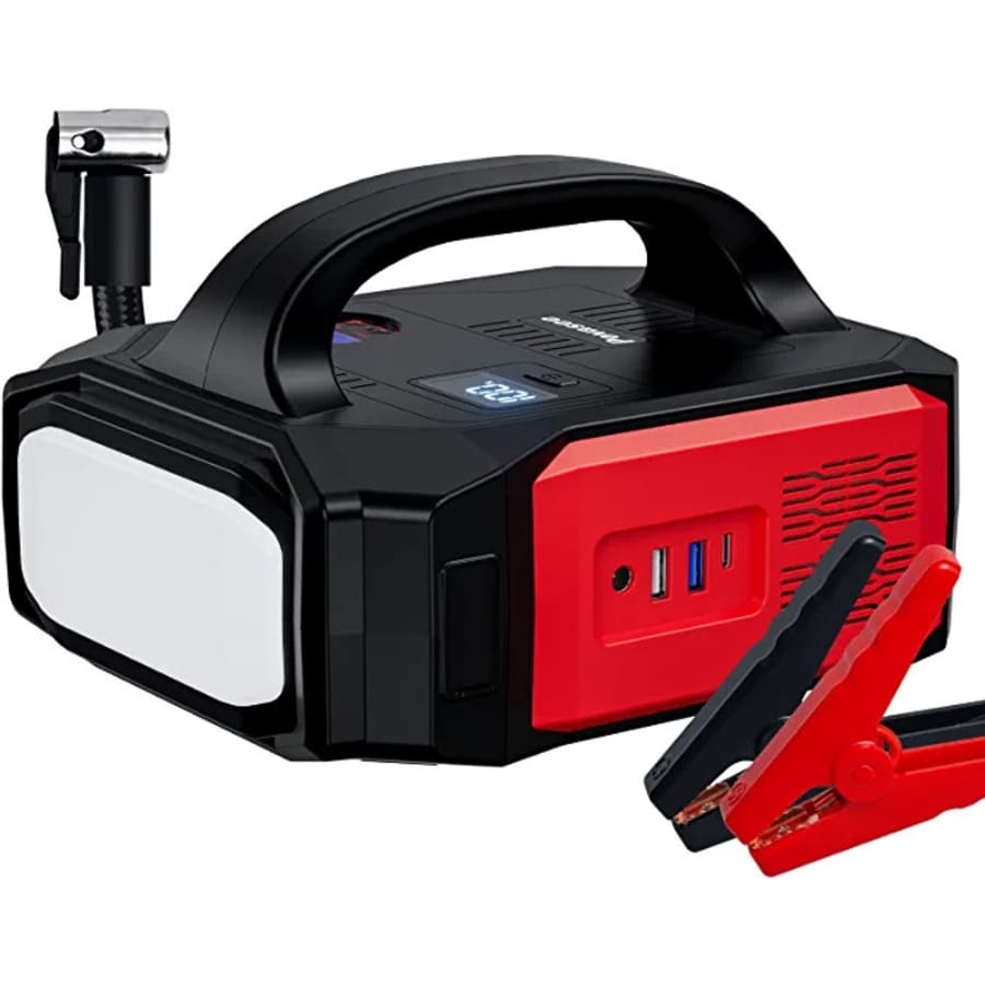 Povasee 3,000A 12V Jump Starter with Air Compressor for $72 w/ Prime Povasee 3,000A 12V Jump Starter with Air Compressor for $72 w/ Prime