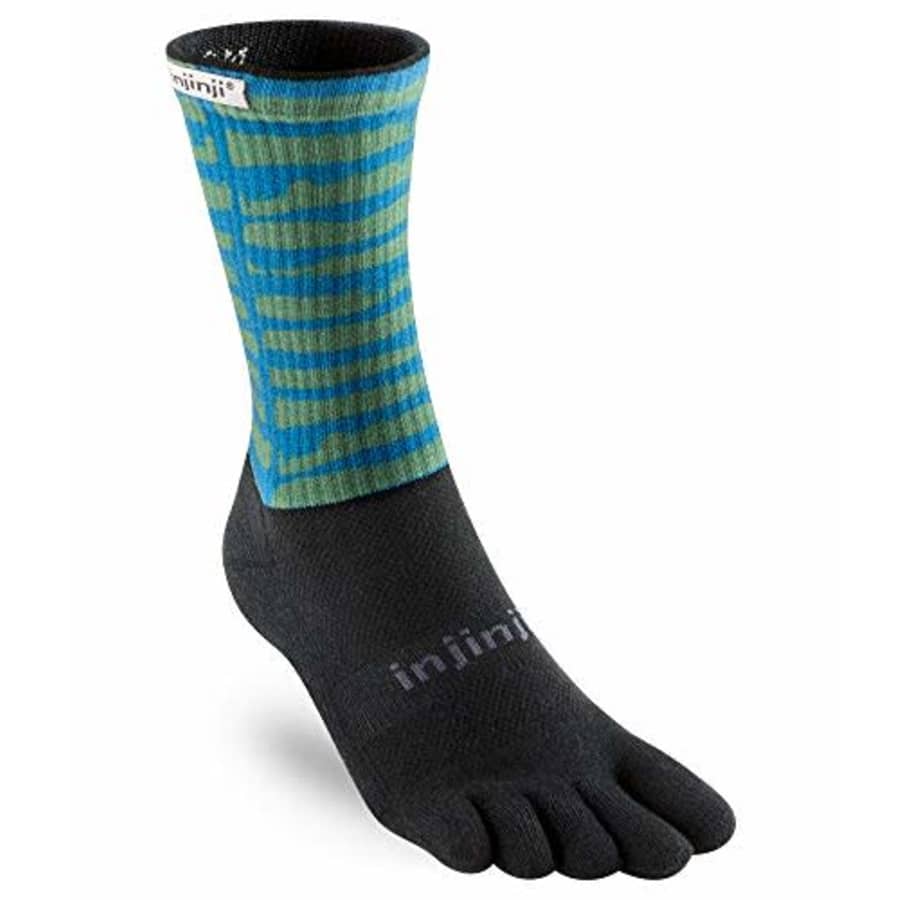 Injinji Trail Midweight Crew Socks (Small, Gritty) for $17