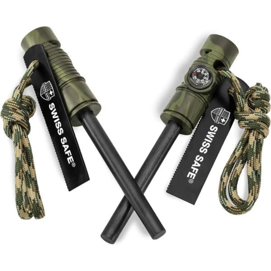 Swiss Safe 5-in-1 Fire Starter w/ Compass, Paracord & Whistle 2-Pack for $5 Swiss Safe 5-in-1 Fire Starter w/ Compass, Paracord & Whistle 2-Pack for $5