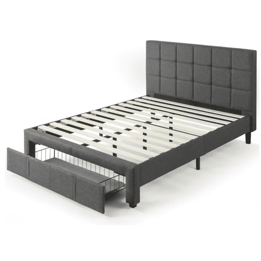 Zinus Lottie Upholstered Queen Platform Bed w/ Storage Drawer for $190