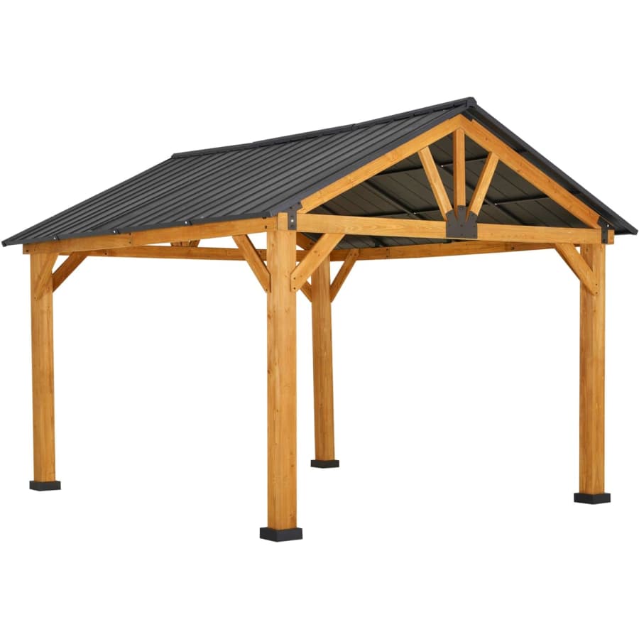 Aosom 11x13-Foot Wood Framed Hardtop Gazebo with Metal Roof for $1,170