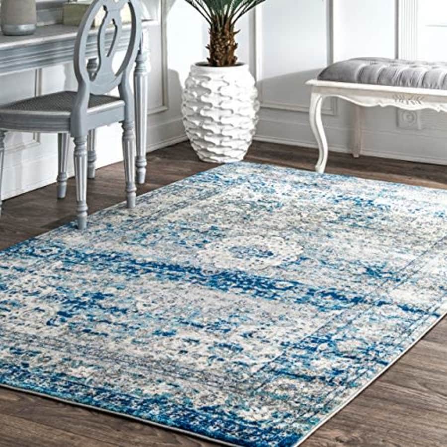 nuLOOM Paisley Verona Vintage Persian Area Rug, 4' x 6', Light Blue for $158
