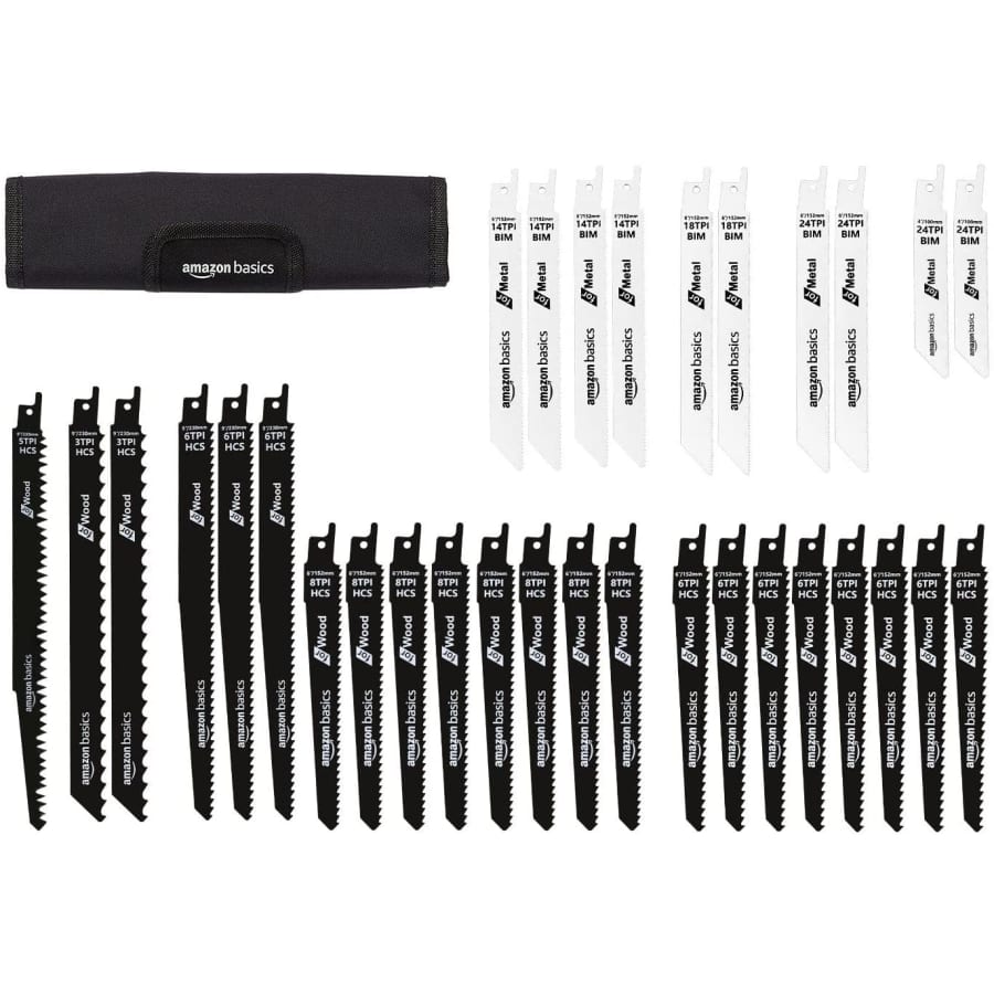 AmazonBasics 32-Piece Reciprocating Saw Blade Set for $18