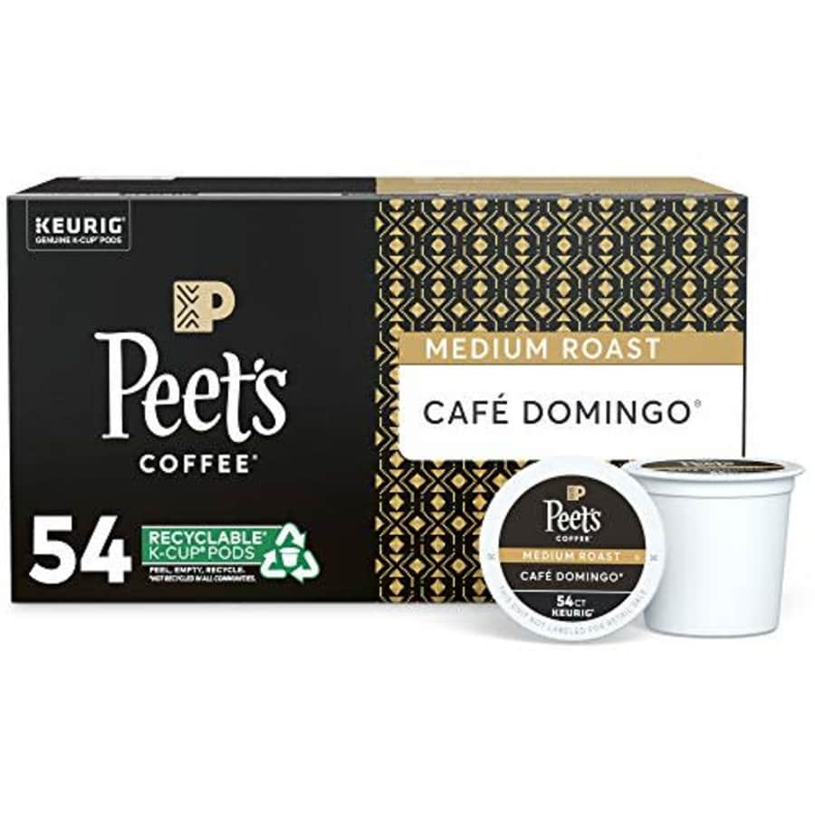 Peet's Coffee Caf Domingo, Medium Roast, 54 Count Single Serve K-Cup Coffee Pods for Keurig Coffee for $36