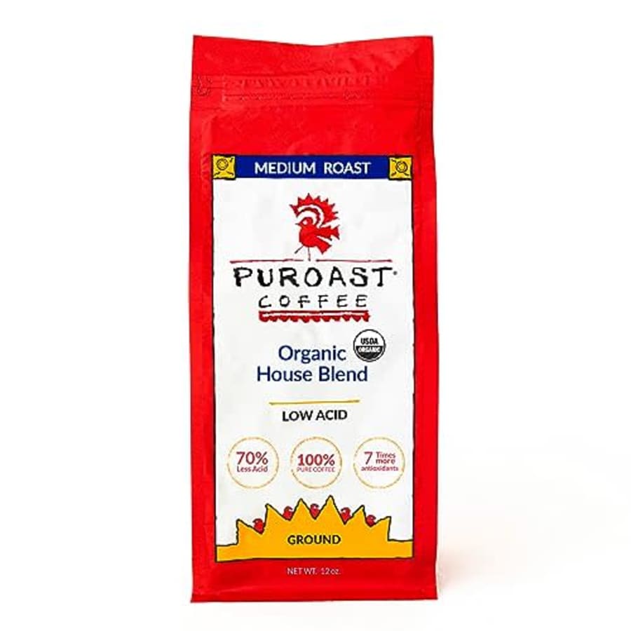 Puroast Coffee Puroast Low Acid Coffee Ground, Organic House Blend, Medium Roast, Certified Low Acid Coffee, pH for $19