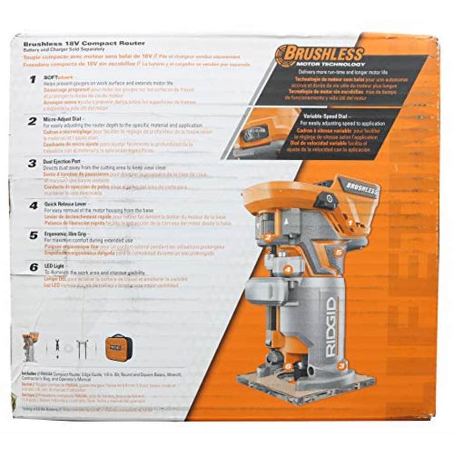 Ridgid R86044B 18V Lithium Ion Cordless Brushless 1/4 Inch Compact Router w/ Depth Adjusting for $187 Ridgid R86044B 18V Lithium Ion Cordless Brushless 1/4 Inch Compact Router w/ Depth Adjusting for $187