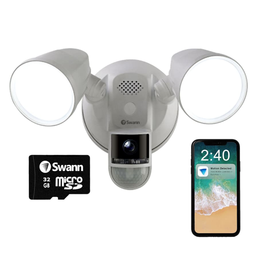 Swann 4K WiFi Motion-Activated Wired Floodlight Camera for $100 for members Swann 4K WiFi Motion-Activated Wired Floodlight Camera for $100 for members